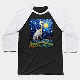 Stork Starry Night Baseball T-Shirt